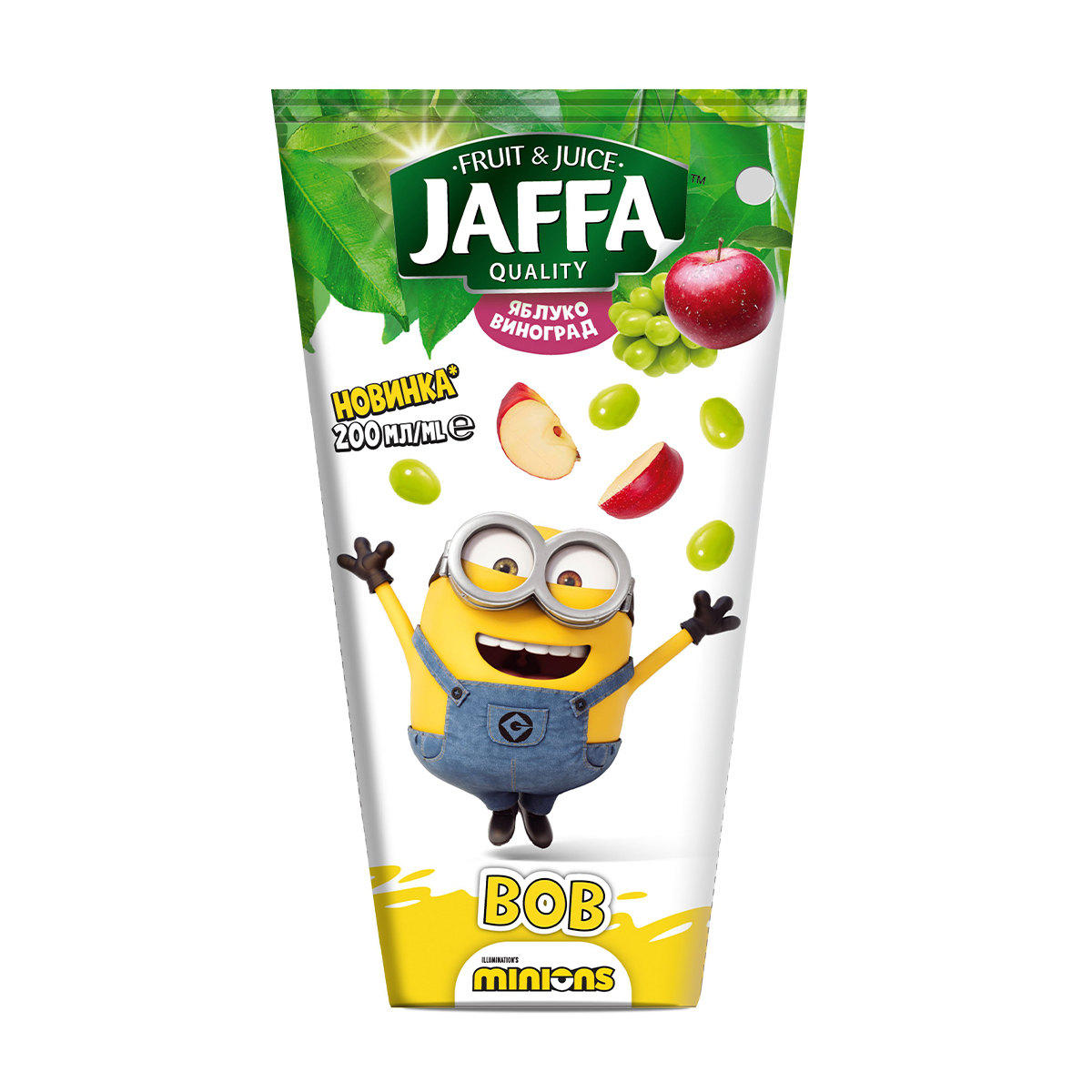 Дитячий сік JAFFA Minions Bob Яблуко та виноград, 200 мл