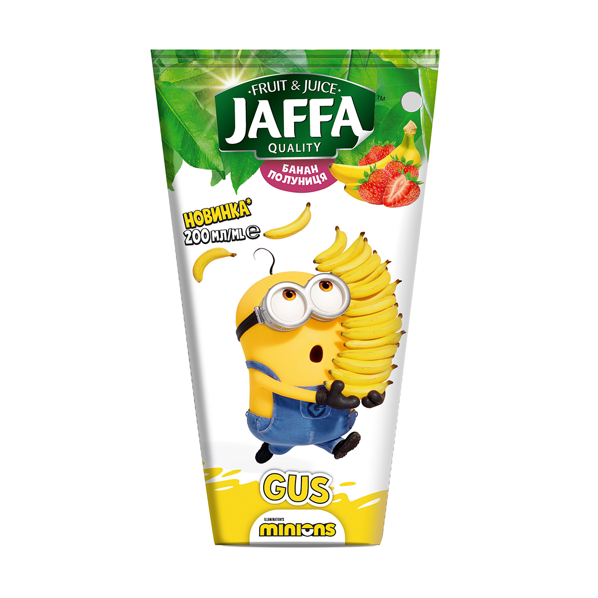 Дитячий сік JAFFA Minions Gus Банан та полуниця, 200 мл
